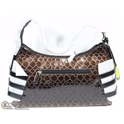 NEW BLACK/BROWN SNAKESKIN STYLE PURSE WITH