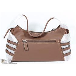 NEW MATTE BROWN SNAKESKIN STYLE PURSE WITH