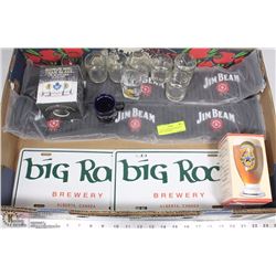 FLAT OF 2 JIM BEAMS BAR MATS (NEW ) ,4 BIG ROCK