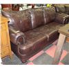 Image 3 : ESTATE BROWN LEATHER NAILHEAD SOFA &