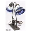 Image 2 : CAST IRON LAMP STAND WITH DOUBLE COLOR GLASS LAMPS
