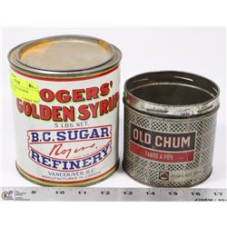 ROGERS TIN AND OLD CHUM TOBACCO CAN