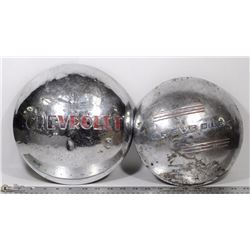 PAIR OF VINTAGE CHEVY TRUCK HUB CAP LOGOS