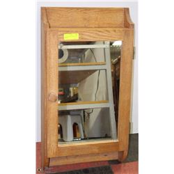 SOLID OAK WALL CABINET WITH MIRROR