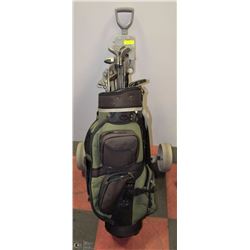 GOLF CLUBS WITH BAG CART - DUNLOP MAXPOWER IRONS