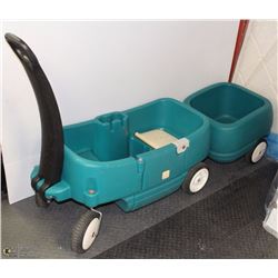 GREEN STEP 2 WAGON WITH FOLDING HANDLE AND