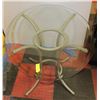 Image 1 : 16) OVAL GLASS TOP TABLE W/ METAL BASE