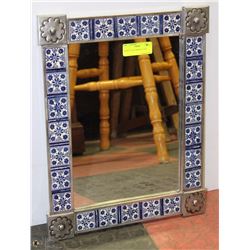 MEXICAN TILE FRAMED  HALLWAY MIRROR 15"X20"