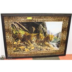 FRAMED LEOPARD PICTURE 42"X30"