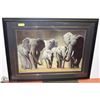 Image 1 : FRAMED ELEPHANT PICTURE 42"X32"
