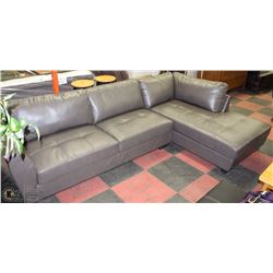NEW GREY LEATHERETTE SECTIONAL
