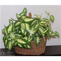 BASKET WITH LARGE SILK PLANT