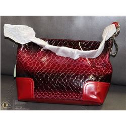 NEW RED SNAKESKIN PURSE WITH REMOVABLE