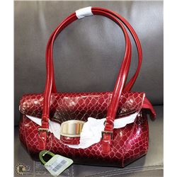 NEW RED SNAKESKIN PURSE WITH REMOVABLE