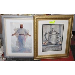 LOT OF 2 FRAMED & MATTED PICTURES, 1 RELIGIOUS &1
