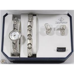 LADIES JEWELRY SET INCLUDES WATCH, BRACELET &