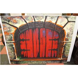 TEXTURED RED WINDOW PAINTING 48"X60"