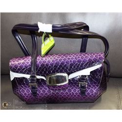 NEW PURPLE SNAKESKIN STYLE HANDBAG WITH