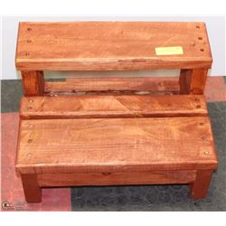 WOOD STAINED 2 STEP STOOL