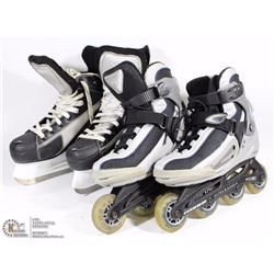 1 PAIR ROLLER BLADES SIZE 7 & 1 PAIR OF HOCKEY