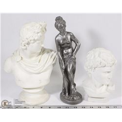 LOT OF 3 DECORATIVE BUSTS