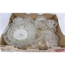 FLAT OF VINTAGE CUT GLASS DISHES 13 PCS