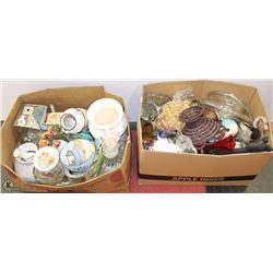 2 ESTATE BOXES OF MISC GLASS, SOME VINTAGE,