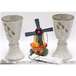 SET OF 2 MATCHING POTTERY MUGS AND NEW WINDMILL