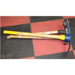 LOT WITH SPLITTING AXE, SLEDGE HAMMER & ICE PICK
