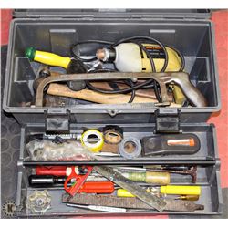 GRAY TOOLS BOX FULL OF TOOLS AND DRILL