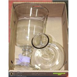 LARGE HURRICANE ON PEDESTAL  AND DECANTER