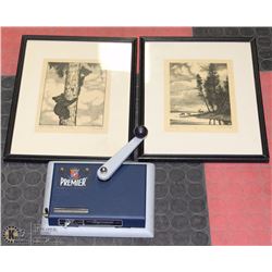 LOT WITH 2 FRAMED OLIVE FELL SIGNED PICS AND