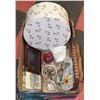 Image 1 : ESTATE BOX WITH SPOONS, STEINS, HAT BOX AND MORE