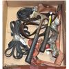 Image 1 : BOX OF TOOLS, HATCHET, HAMMER, BALL HITCH ,