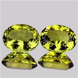 Natural Green Gold Lemon Quartz Pair 15x12 MM - VVS