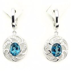 Natural London Blue Topaz Earrings