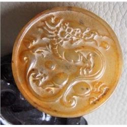 Ancient Natural Yellow Jade Craved Dragon