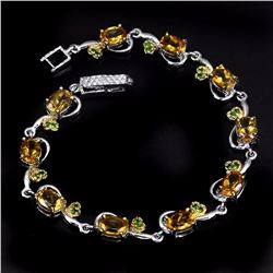 Natural Oval Citrine Chrome Diopside 65 Carats Bracelet