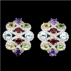 Natural Amethyst Citrine Garnet Peridot Topaz Earrings