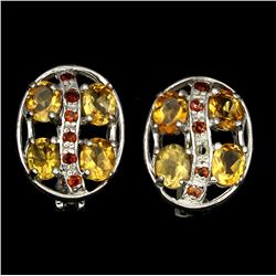 Natural Yellow Citrine Mozambique Garnet Earrings