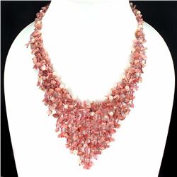 Natural Pink Rhodochrosite Pearl 376 Carats Necklace