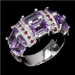 Natural Amethyst & Ruby Ring