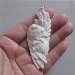 Hand Carved Wolf & Eagle Pendant