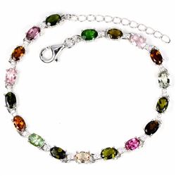 Natural Fancy Tourmaline & Chrome Dioposide Bracelet