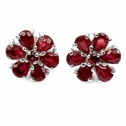 Natural Red Ruby & Rhodolite Garnet Earrings