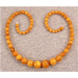 Antique Natural Amber Buttersctoch Egg Yolk Necklace