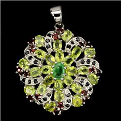 Natural  Emerald Peridot Garnet Spinel Pendant