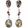 Image 1 : NATURAL  SMOKY QUARTZ & DARK RED GARNET Earrings