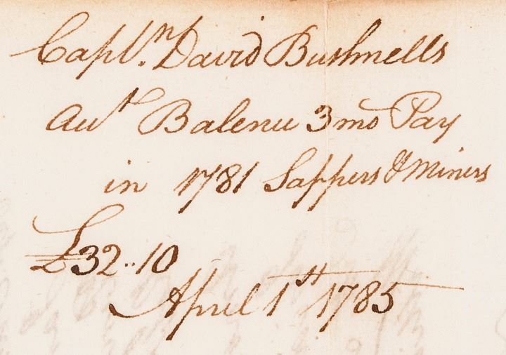 DAVID BUSHNELL Signed Corps of Sappers + Miners, First Submarine TURTLE