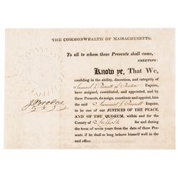 1817 Governor JOHN BROOKS Appointment of a Justice of the Peace